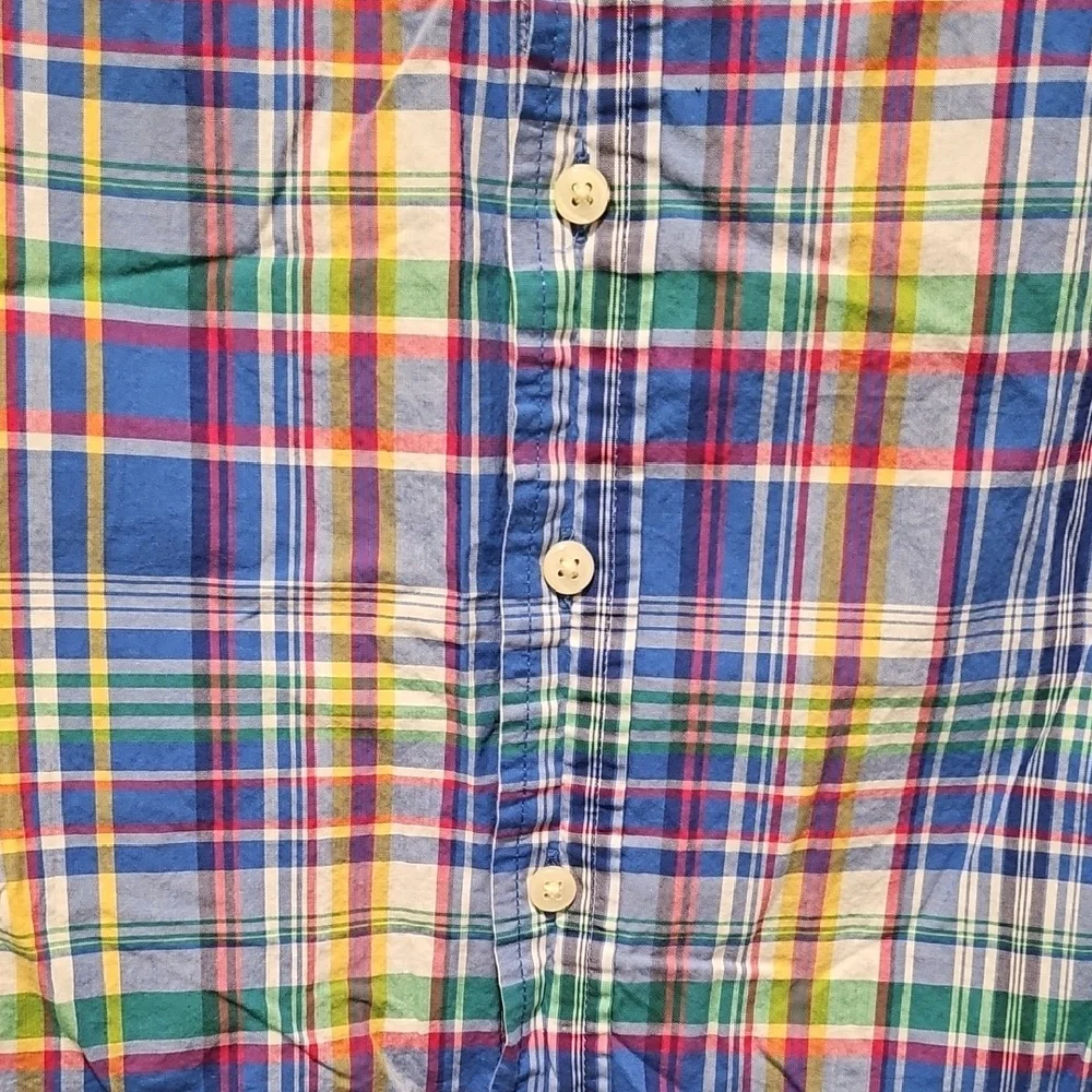 Ralph Lauren Boys Blue and Green Button Down Plaid Shirt
